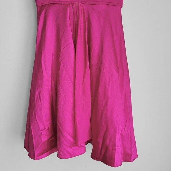 NWT Aidan Mattox Silk Hot Pink Sweetheart Neckline Cross Back Straps Dress - Picture 6 of 12